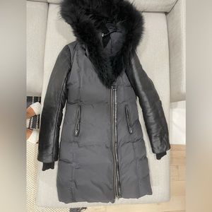 Mackage natural fur and real leather coat.